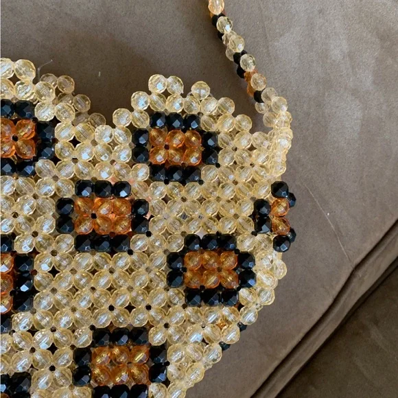 Susan Alexandra Leopard Heart Beaded Crossbody Shoulder Bag Purse - Picture 7 of 15
